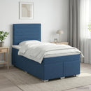 Boxmadras med topmadras med hovedgærde Blå 120 x 190 cm Stof