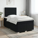Boxmadras med topmadras med hovedgærde Sort 120 x 190 cm Stof
