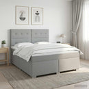 Boxmadras med topmadras Lysegrå 160 x 200 cm Stof
