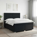 Boxmadras med topmadras med hovedgærde Sort 140 x 190 cm Stof