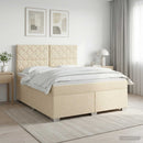 Boxmadras med topmadras Cremefarvet 180 x 200 cm Stof