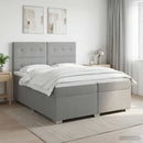 Boxmadras med topmadras Lysegrå 200 x 200 cm Stof
