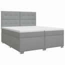 Boxmadras med topmadras Lysegrå 200 x 200 cm Stof