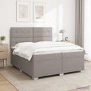 Boxmadras med topmadras Gråbrun 200 x 200 cm Stof