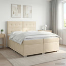 Boxmadras med topmadras Cremefarvet 200 x 200 cm Stof