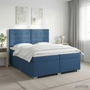 Boxmadras med topmadras Blå 200 x 200 cm Stof