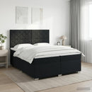 Boxmadras med topmadras med hovedgærde Sort 200 x 200 cm Stof