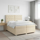 Boxmadras med topmadras Cremefarvet 200 x 200 cm Stof