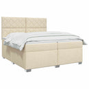 Boxmadras med topmadras Cremefarvet 200 x 200 cm Stof