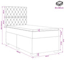 Boxmadras med topmadras med hovedgærde Sort 90 x 200 cm Fløjl