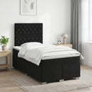 Boxmadras med topmadras med hovedgærde Sort 120 x 190 cm Fløjl