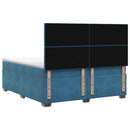 Boxmadras med topmadras med hovedgærde Blå 180 x 200 cm Fløjl