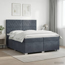 Boxmadras med topmadras Mørkegrå 200 x 200 cm Fløjl