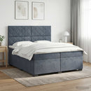 Boxmadras med topmadras Mørkegrå 200 x 200 cm Fløjl