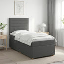 Boxmadras med topmadras Mørkegrå 90 x 190 cm Stof