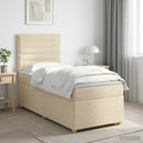 Boxmadras med topmadras Cremefarvet 90 x 200 cm Stof