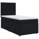 Boxmadras med topmadras med hovedgærde Sort 90 x 190 cm Stof