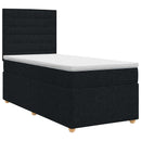 Boxmadras med topmadras med hovedgærde Sort 100 x 200 cm Stof