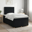 Boxmadras med topmadras med hovedgærde Sort 120 x 190 cm Stof
