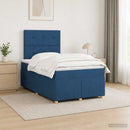 Boxmadras med topmadras med hovedgærde Blå 120 x 200 cm Stof