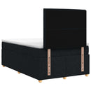 Boxmadras med topmadras med hovedgærde Sort 120 x 200 cm Stof
