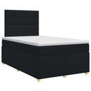 Boxmadras med topmadras med hovedgærde Sort 120 x 200 cm Stof