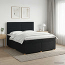 Boxmadras med topmadras med hovedgærde Sort 140 x 190 cm Stof