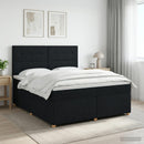 Boxmadras med topmadras med hovedgærde Sort 140 x 190 cm Stof