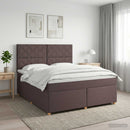 Boxmadras med topmadras Mørk Brun 180 x 200 cm Stof