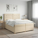 Boxmadras med topmadras Cremefarvet 200 x 200 cm Stof
