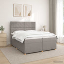 Boxmadras med topmadras Gråbrun 200 x 200 cm Stof