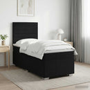Boxmadras med topmadras med hovedgærde Sort 100 x 200 cm Stof