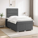 Boxmadras med topmadras Mørkegrå 120 x 190 cm Stof