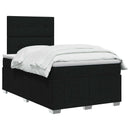 Boxmadras med topmadras med hovedgærde Sort 120 x 190 cm Stof