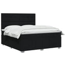 Boxmadras med topmadras med hovedgærde Sort 140 x 190 cm Stof