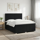 Boxmadras med topmadras med hovedgærde Sort 140 x 200 cm Stof
