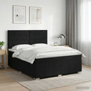 Boxmadras med topmadras med hovedgærde Sort 140 x 190 cm Stof