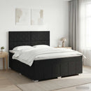 Boxmadras med topmadras med hovedgærde Sort 140 x 200 cm Stof
