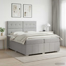 Boxmadras med topmadras Lysegrå 200 x 200 cm Stof