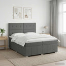 Boxmadras med topmadras Mørkegrå 200 x 200 cm Stof