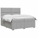 Boxmadras med topmadras Lysegrå 200 x 200 cm Stof