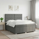 Boxmadras med topmadras Mørkegrå 200 x 200 cm Stof