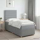 Boxmadras med topmadras med hovedgærde Lysegrå 90 x 190 cm Stof