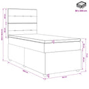Boxmadras med topmadras med hovedgærde Gråbrun 80 x 200 cm Stof