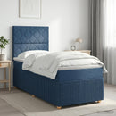 Boxmadras med topmadras med hovedgærde Blå 90 x 190 cm Stof