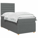 Boxmadras med topmadras Mørkegrå 90 x 190 cm Stof