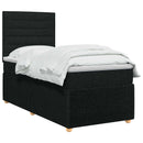 Boxmadras med topmadras med hovedgærde Sort 90 x 190 cm Stof