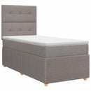 Boxmadras med topmadras med hovedgærde Gråbrun 90 x 190 cm Stof