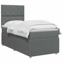 Boxmadras med topmadras Mørkegrå 90 x 190 cm Stof