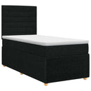 Boxmadras med topmadras med hovedgærde Sort 90 x 200 cm Stof